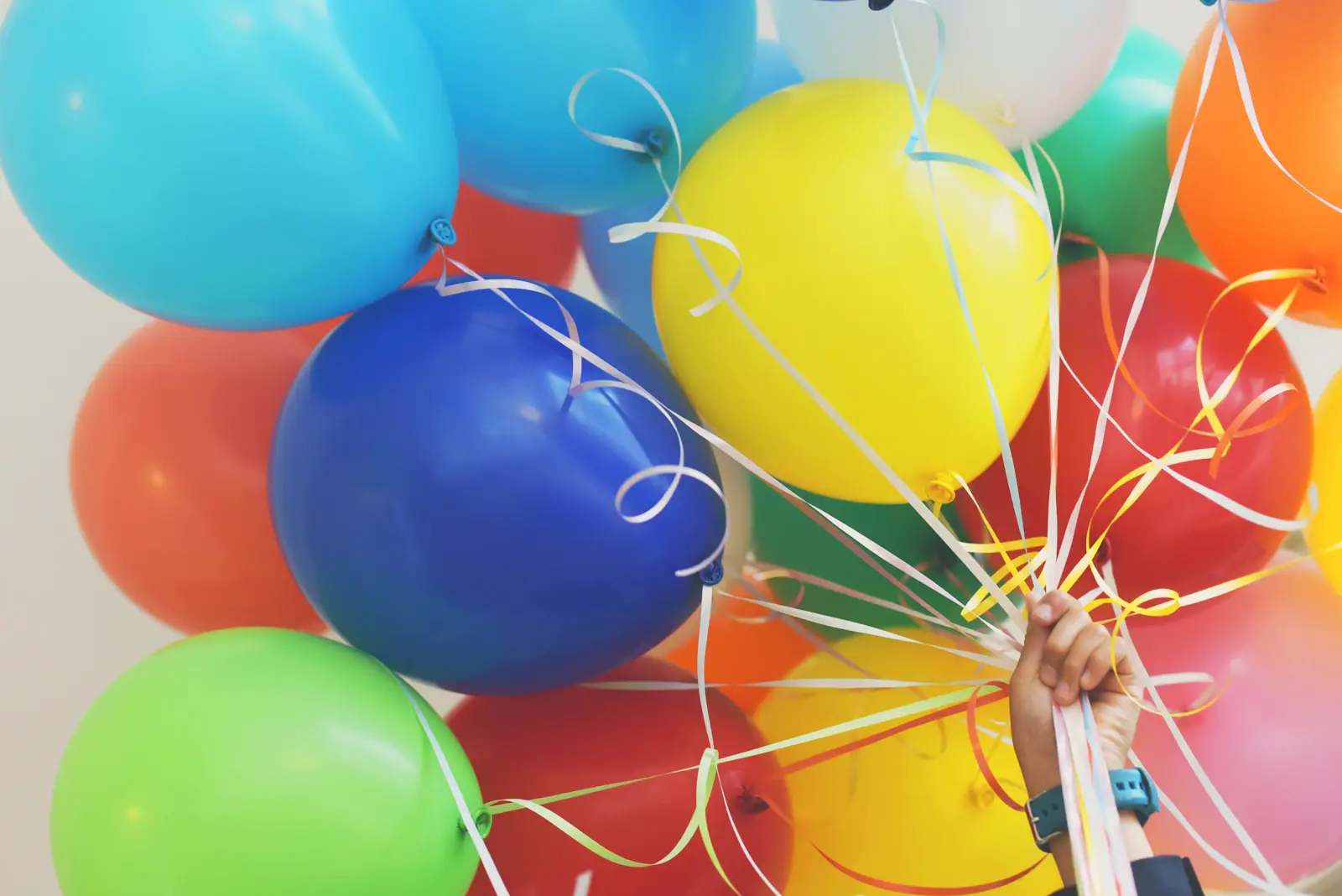 Bunch of colorful birthday balloons